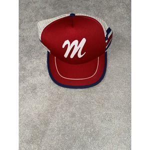 80s Vintage Trucker Hat Red Mesh Adjustable One Size Snapback Cap‎